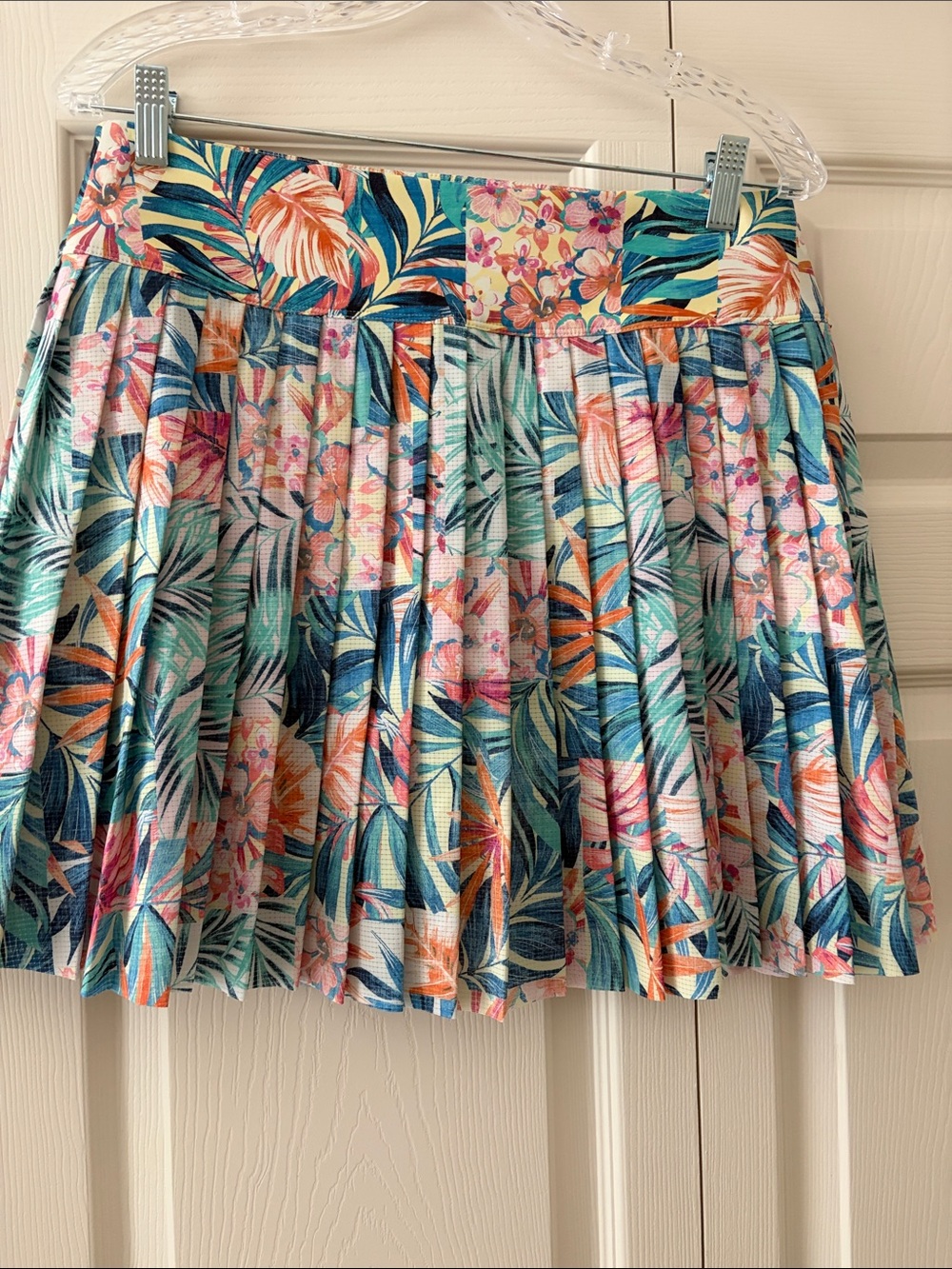 Tommy Bahama Tropical Pleated Skater Skirt - Teal, Coral, Pink
